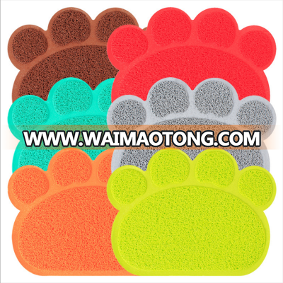 Cat Paw Shape Pad Mat Placemat Pet Cat Dish Bowl Feeding Food PVC Mat